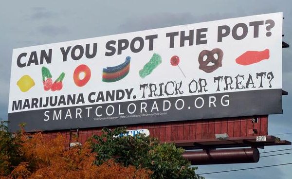 Image of billboard with various candies asking if you can spot the pot